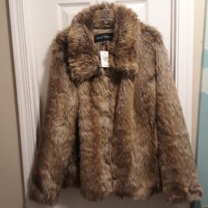 Nwt Ashley Stewart faux fur coat jacket sz 18/20